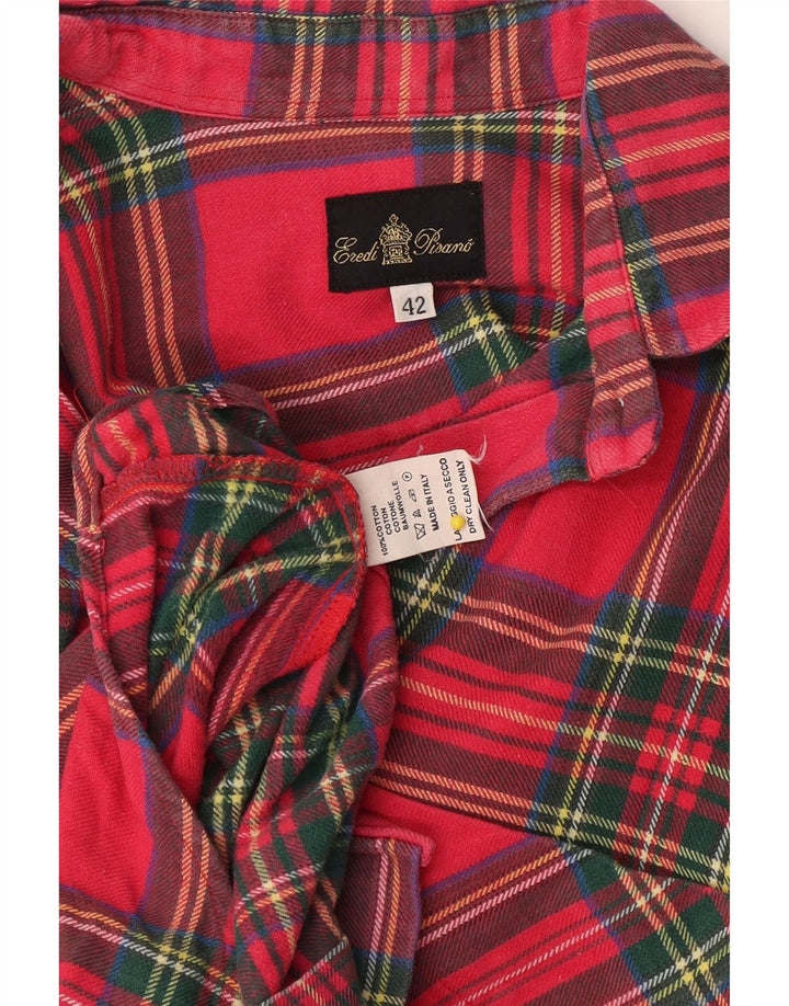 Camicia Donna in Flanella Eredi Pisano IT 42 Cotone Medio Check Rosso
