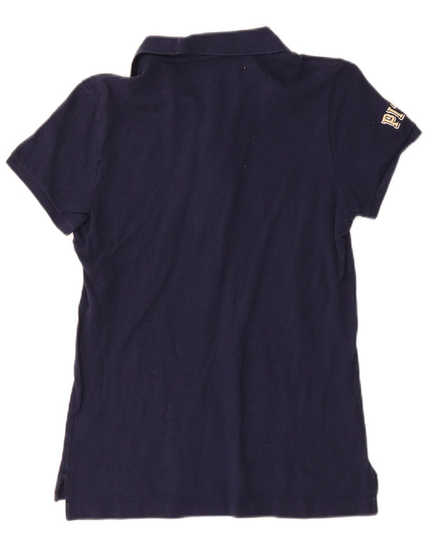 Polo skinny da donna Ralph Lauren UK 14 cotone blu navy medio