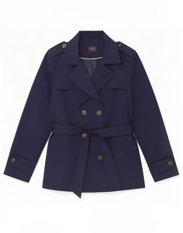 Trench da donna Marks & Spencer UK 12 medio blu navy poliestere