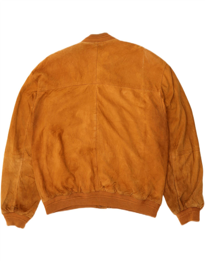 VINTAGE Mens Suede Bomber Jacket UK 44 2XL Brown Leather Vintage Vintage and Second-Hand Vintage from Messina Hembry 