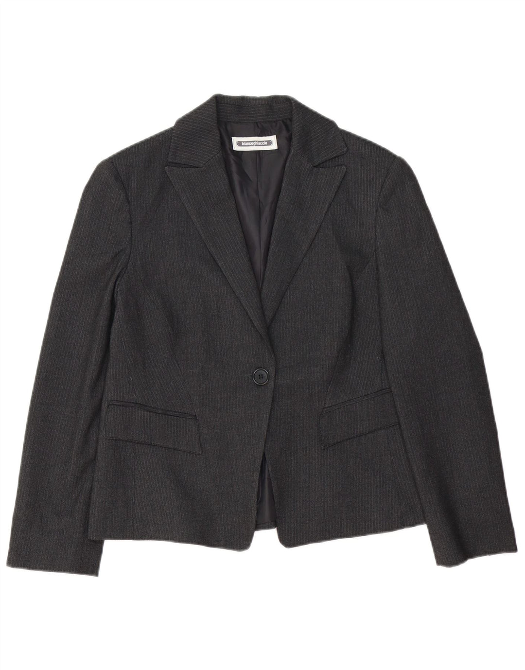 Giacca Blazer da Donna a 1 Bottone BIANCOGHIACCIO IT 46 Gessato Grande Grigio