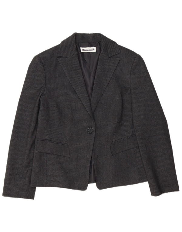 Giacca Blazer da Donna a 1 Bottone BIANCOGHIACCIO IT 46 Gessato Grande Grigio