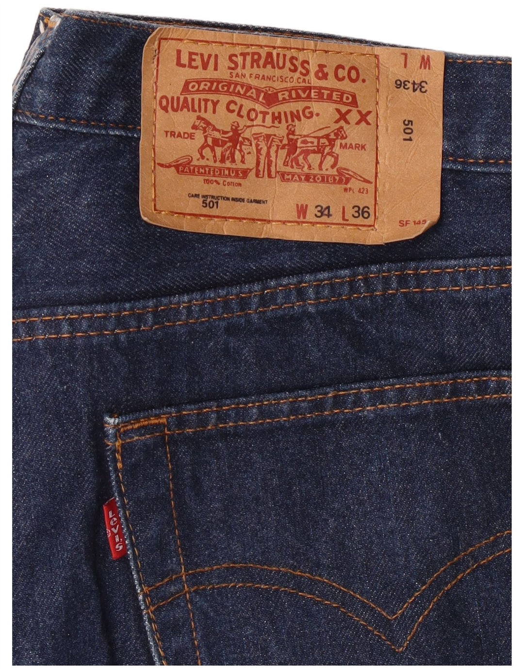 LEVI'S Jeans dritti da uomo 501 W34 L36 Blu navy
