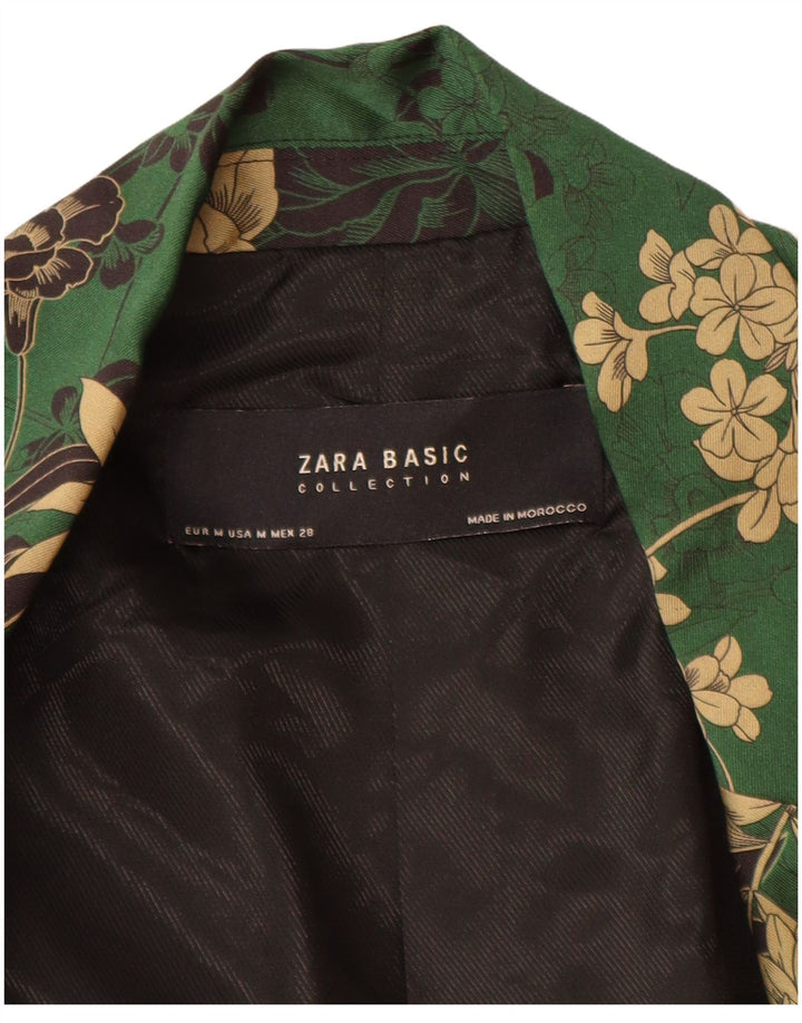 Giacca blazer aperta da donna Zara UK 14 Poliestere floreale verde medio