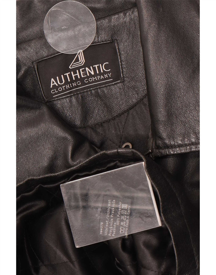 Giacca in pelle da uomo autentica UK 42 XL in pelle nera