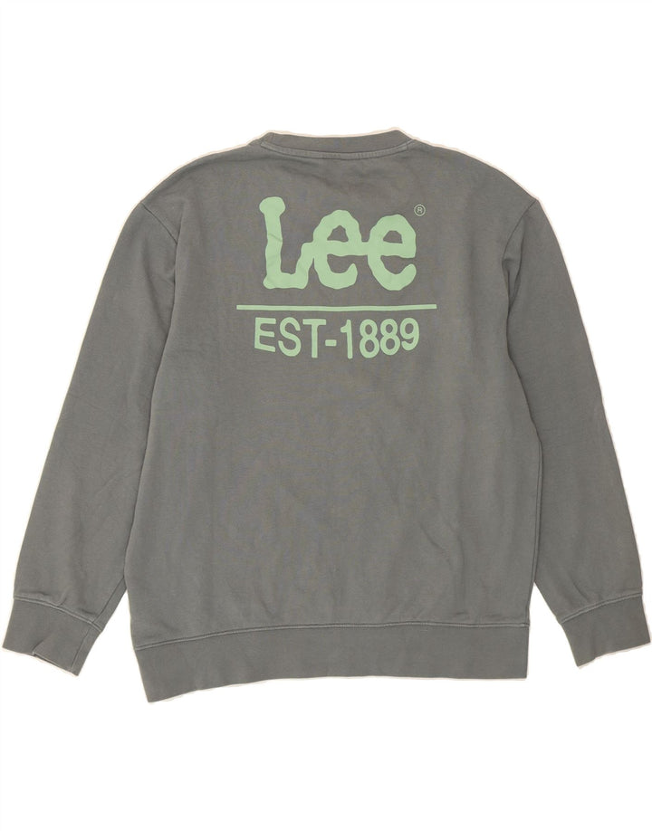 LEE Womens Graphic Regular Fit Sweatshirt Jumper UK 14 Medium Grey Cotton Vintage Lee and Second-Hand Lee from Messina Hembry 
