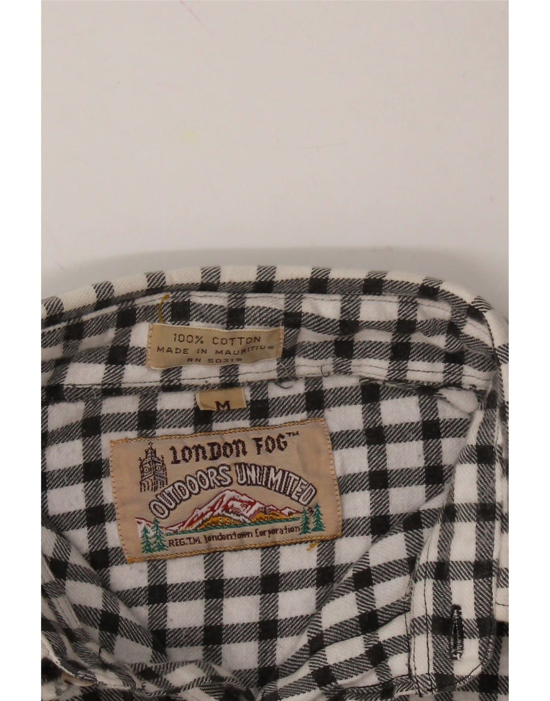 LONDON FOG Mens Flannel Shirt Medium White Check Cotton Vintage London Fog and Second-Hand London Fog from Messina Hembry 
