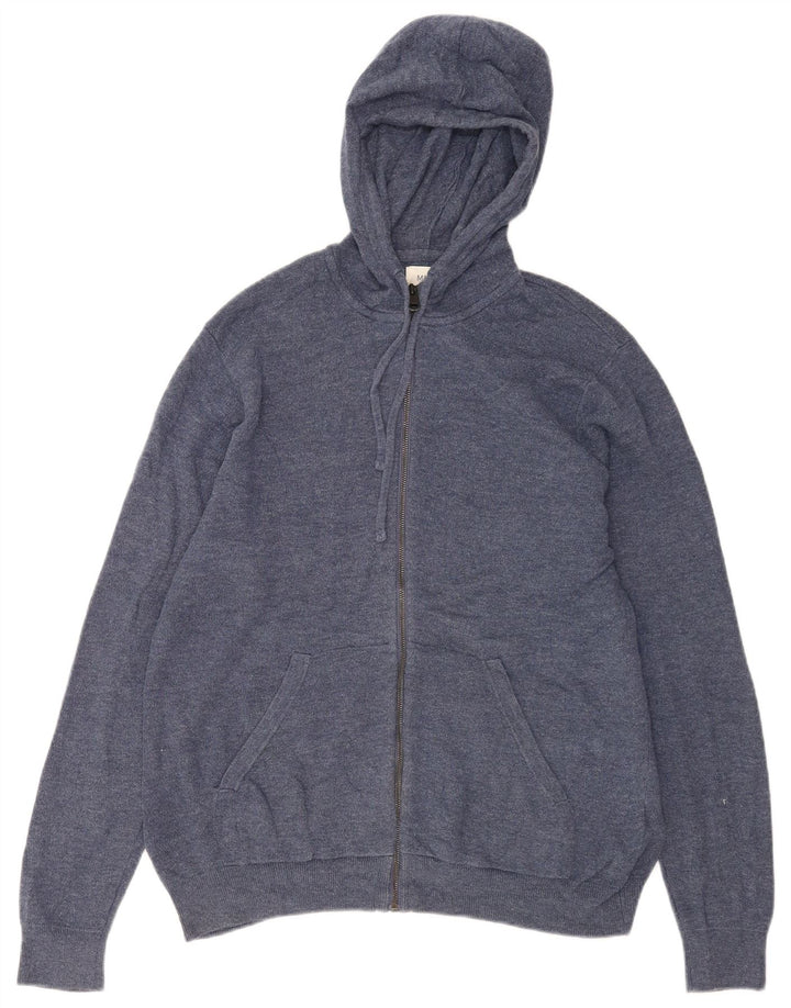 Maglione cardigan con cappuccio da uomo Marks & Spencer in cotone blu medio