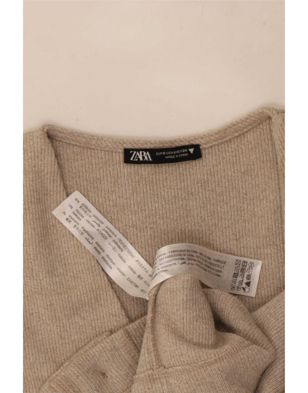 Top cardigan corto da donna Zara UK 10 piccolo poliestere beige