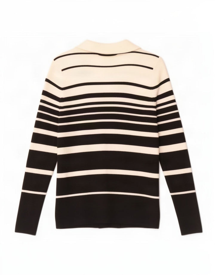 Maglione cardigan aperto da donna Marks & Spencer UK 10 piccolo a righe nere