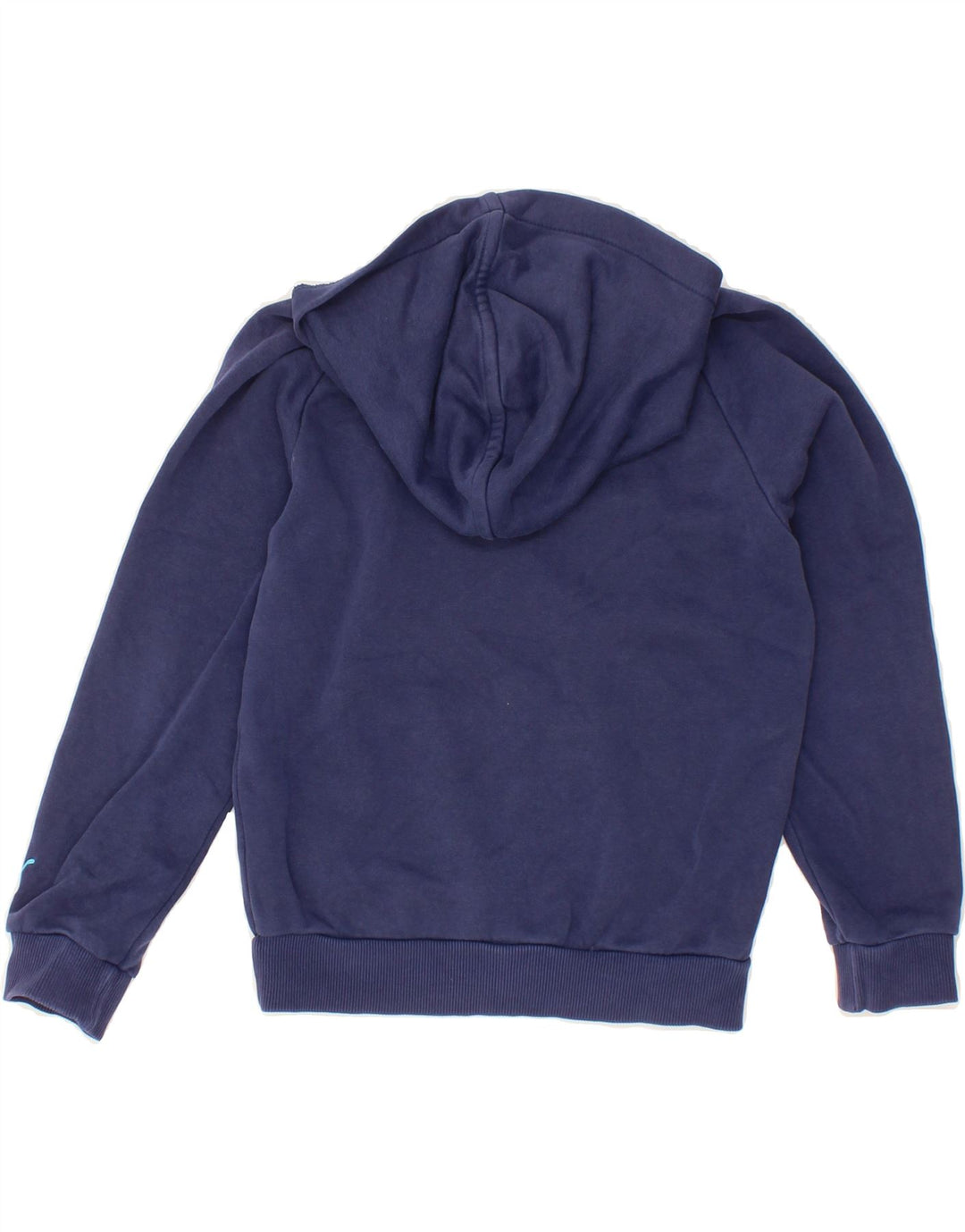 PUMA Boys Graphic Hoodie Jumper 7-8 Years Small Navy Blue Vintage Puma and Second-Hand Puma from Messina Hembry 