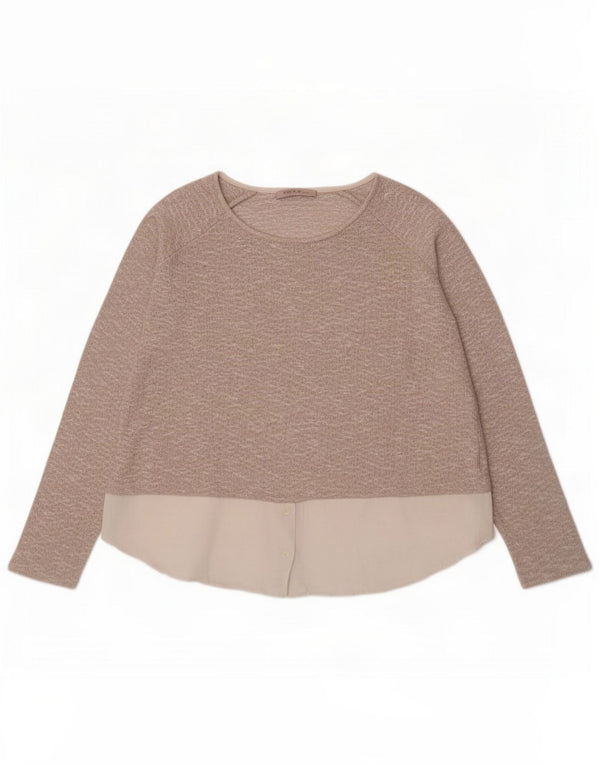 Maglione maglione con scollo a barca da donna Marks & Spencer UK 18 XL Beige Colourblock
