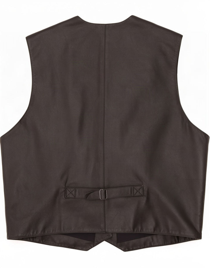 Gilet in pelle da uomo vintage UK 42 XL Nero