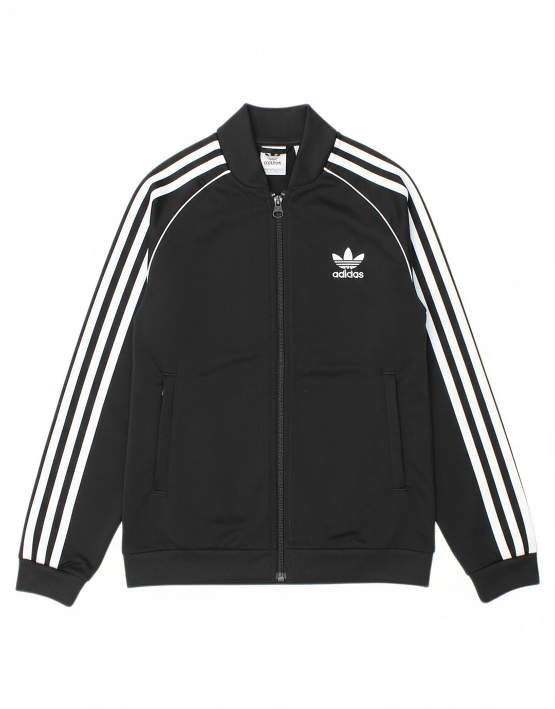 ADIDAS Boys Tracksuit Top Jacket 9-10 Years Black Polyester