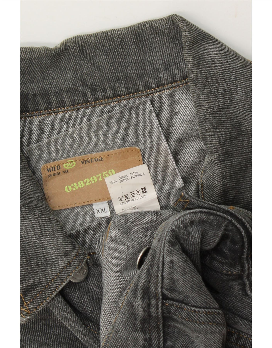 VINTAGE Boys Denim Jacket 13-14 Years 2XL Grey Cotton Vintage Vintage and Second-Hand Vintage from Messina Hembry 