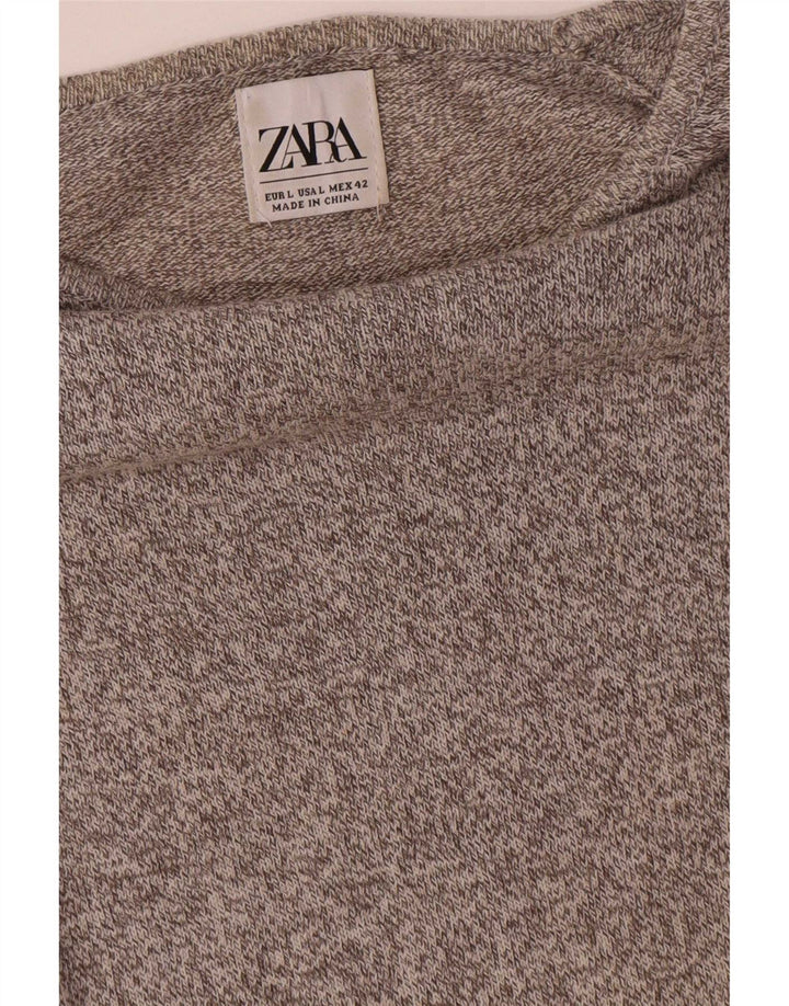 Top Zara da uomo a maniche lunghe grande grigio screziato