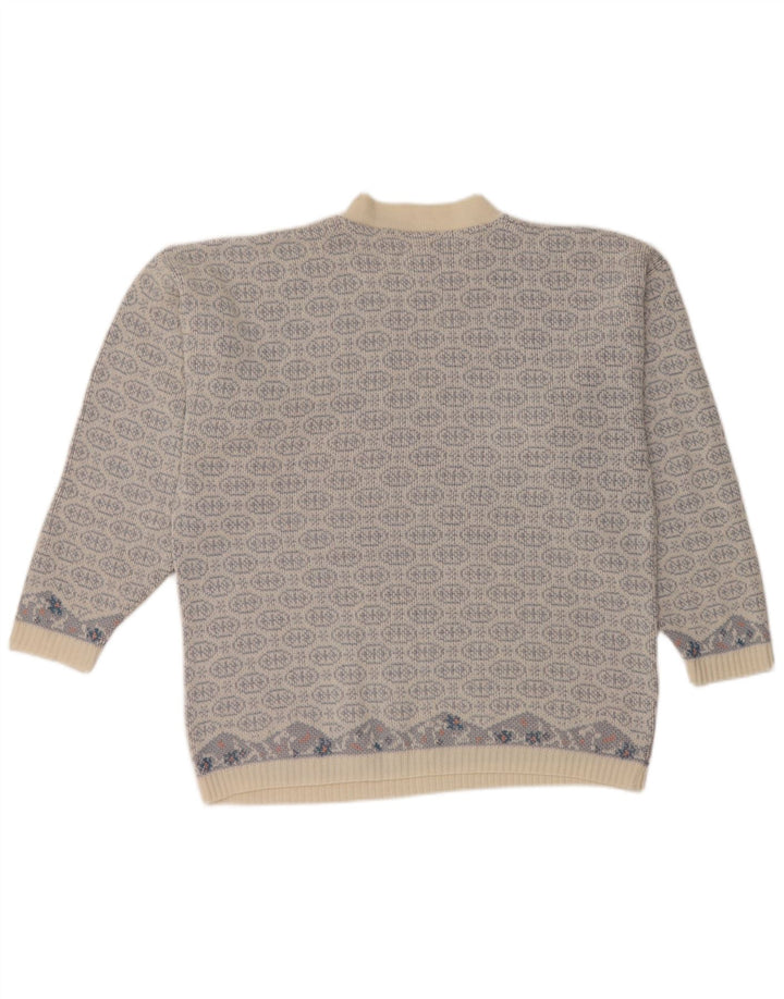 Maglione maglione girocollo da uomo vintage blu medio Fair Isle