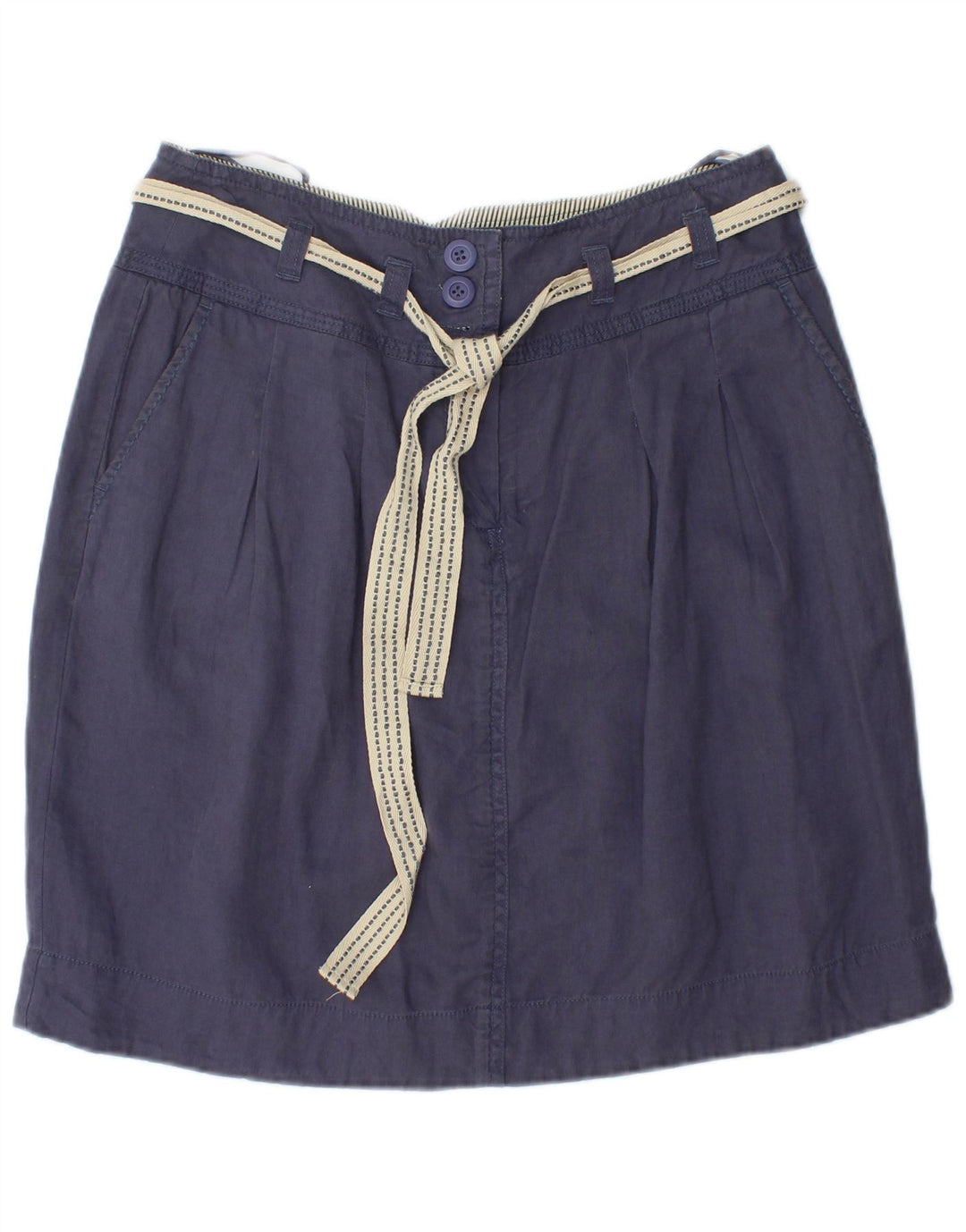 MONSOON Minigonna da donna UK 10 Piccola W28 Lino blu navy