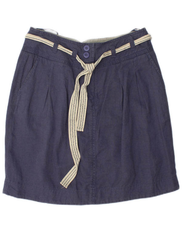 MONSOON Minigonna da donna UK 10 Piccola W28 Lino blu navy