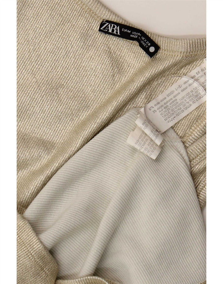 Canotta da donna Zara UK 12 viscosa oro medio