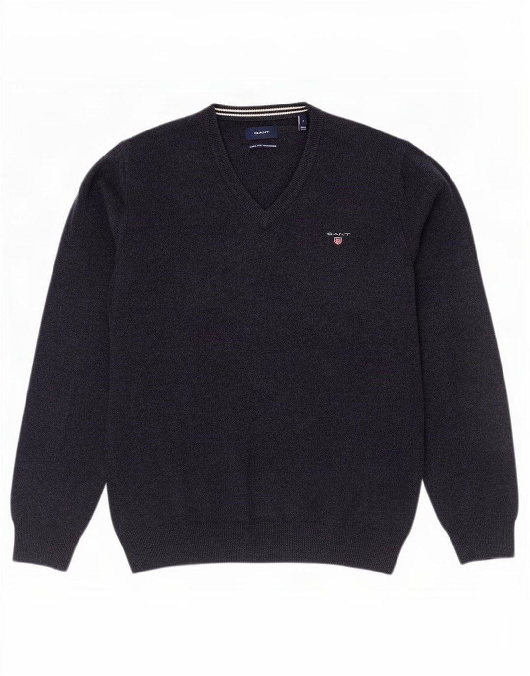 Gant Maglione da uomo con scollo a V in lana media blu navy
