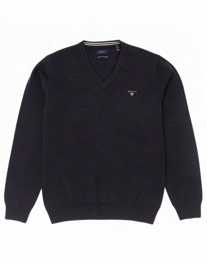 Gant Maglione da uomo con scollo a V in lana media blu navy