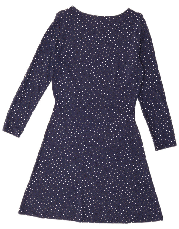 Gant Abito a trapezio da donna a maniche lunghe UK 14 Medio blu navy a pois
