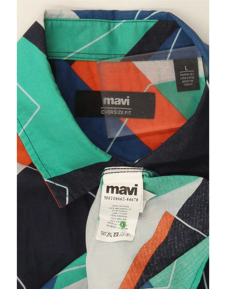 Mavi Camicia a maniche corte grafica da uomo Grande cotone geometrico multicolore