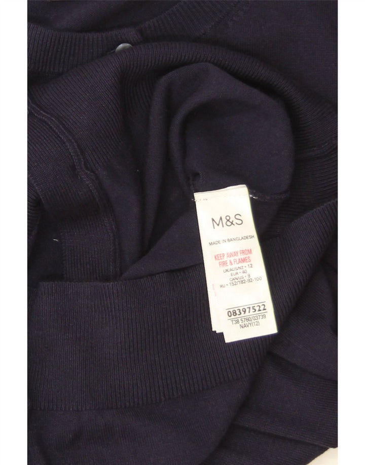 Maglione cardigan da donna Marks & Spencer UK 12 Viscosa blu navy medio