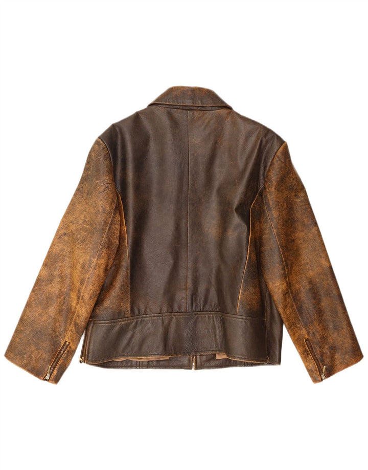Giacca in pelle slim da donna Yessica UK 20 2XL Pelle marrone