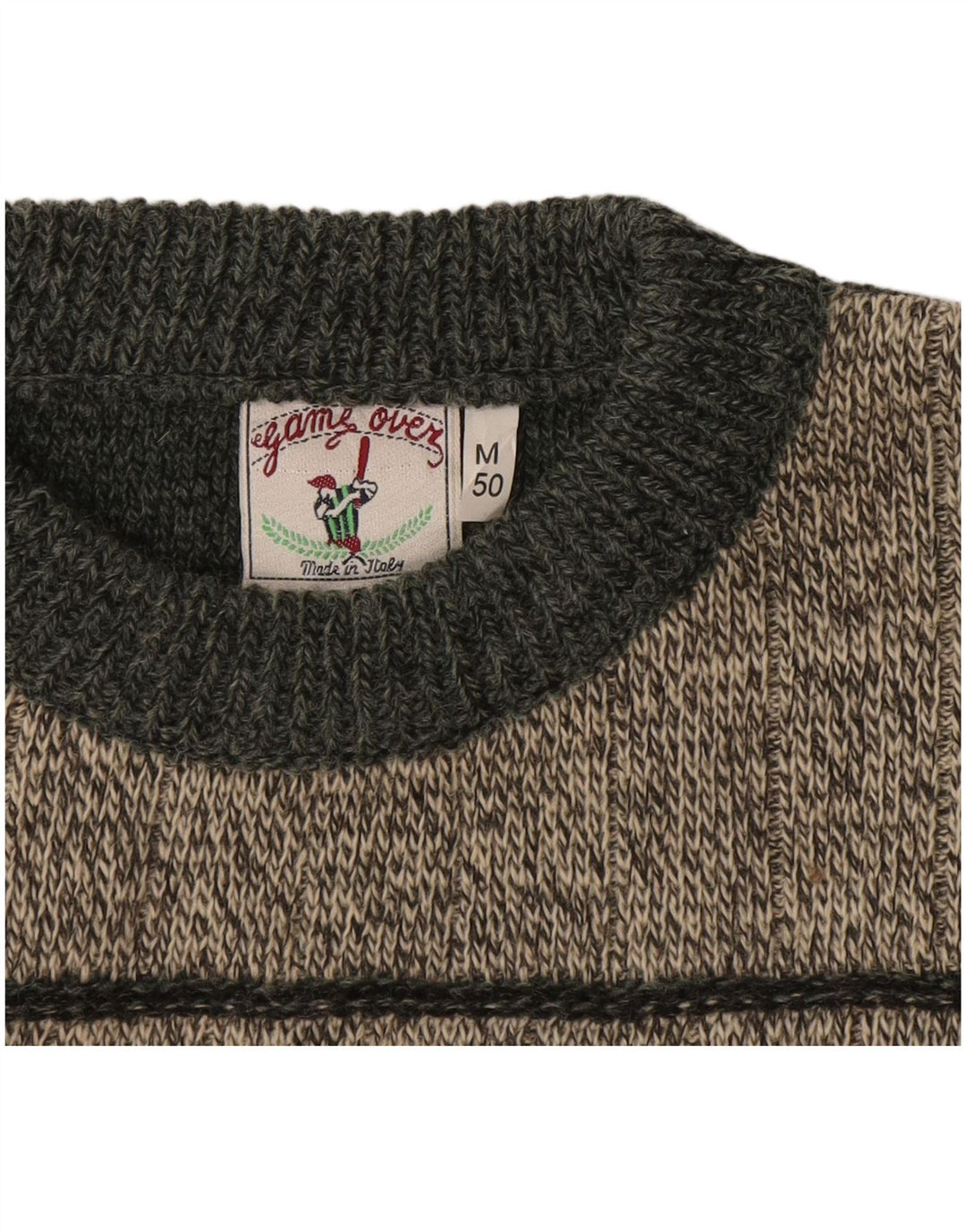 Maglione girocollo da uomo vintage IT 50 Grigio medio geometrico