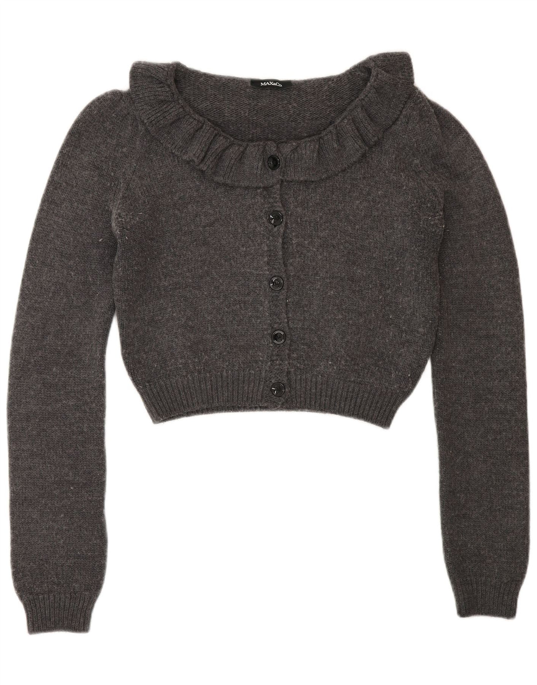 Maglione cardigan corto da donna Max & Co. UK 12 Lana grigio medio