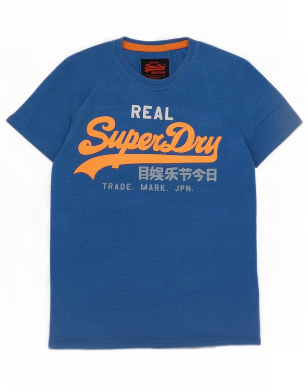 T-shirt grafica da uomo Superdry Top in cotone blu medio