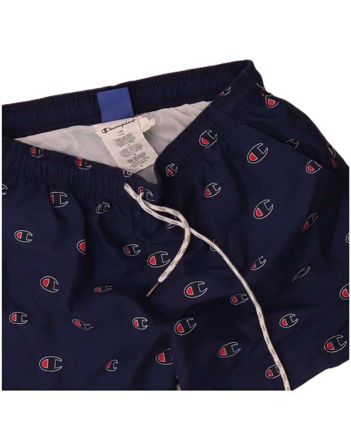 Pantaloncini da bagno grafici da uomo Champion, poliestere medio blu navy
