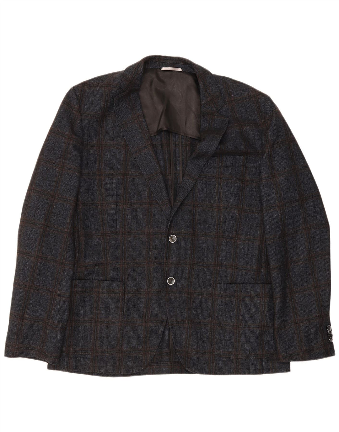 Giacca blazer da uomo a 2 bottoni Hugo Boss EU 56 3XL lana a quadri blu navy