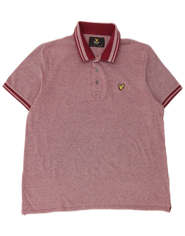 Polo da uomo a maniche corte Lyle & Scott XL in cotone screziato rosso