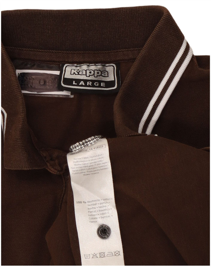 Polo Kappa Uomo Large in cotone a righe marroni