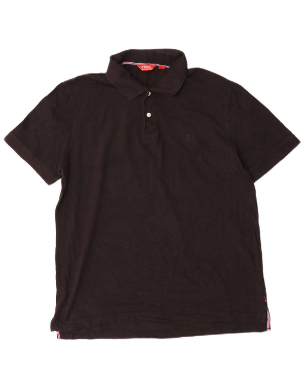 IZOD Mens Slim Fit Polo Shirt XL Black Cotton