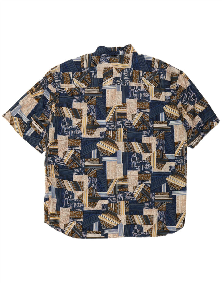 Camicia vintage da uomo a maniche corte XL patchwork blu