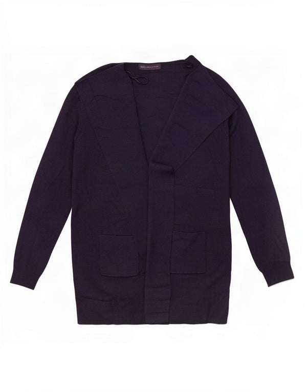 Maglione cardigan aperto da donna Marks & Spencer UK 10 piccolo acrilico blu navy
