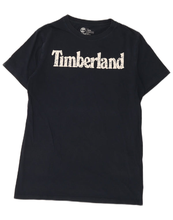 T-shirt grafica da uomo slim fit Timberland Top in cotone blu navy medio