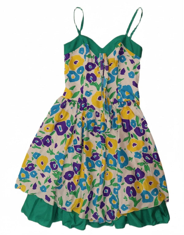 VERA MONT Abito da donna senza maniche a trapezio UK 8 Piccolo floreale bianco