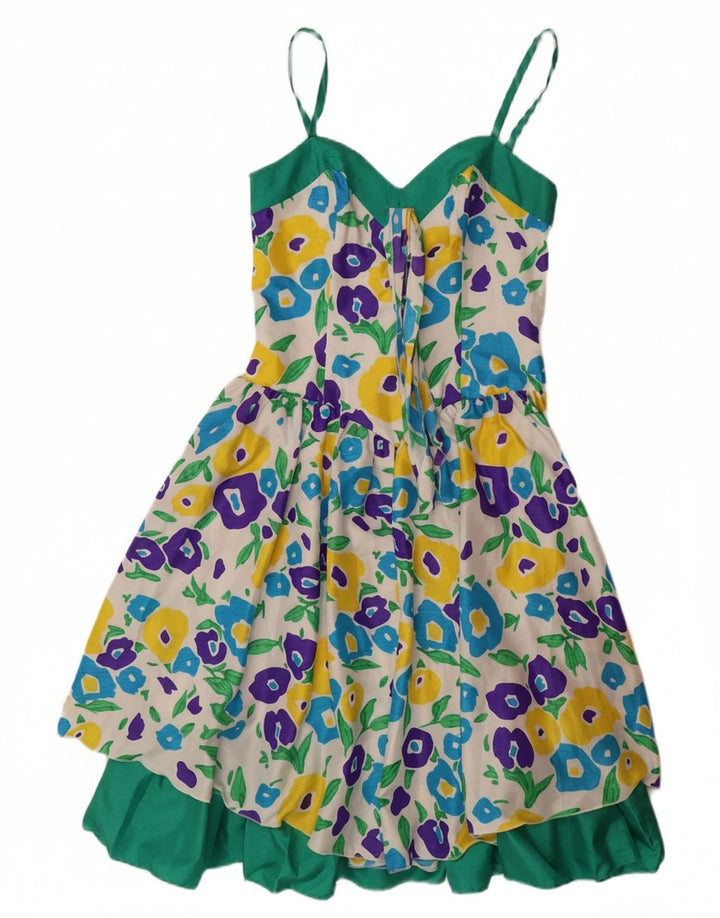 VERA MONT Abito da donna senza maniche a trapezio UK 8 Piccolo floreale bianco