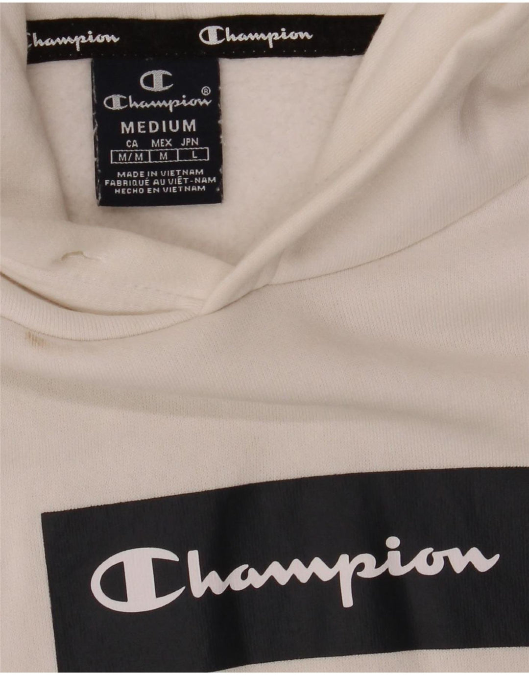 Maglione con cappuccio grafico da uomo Champion in cotone bianco medio