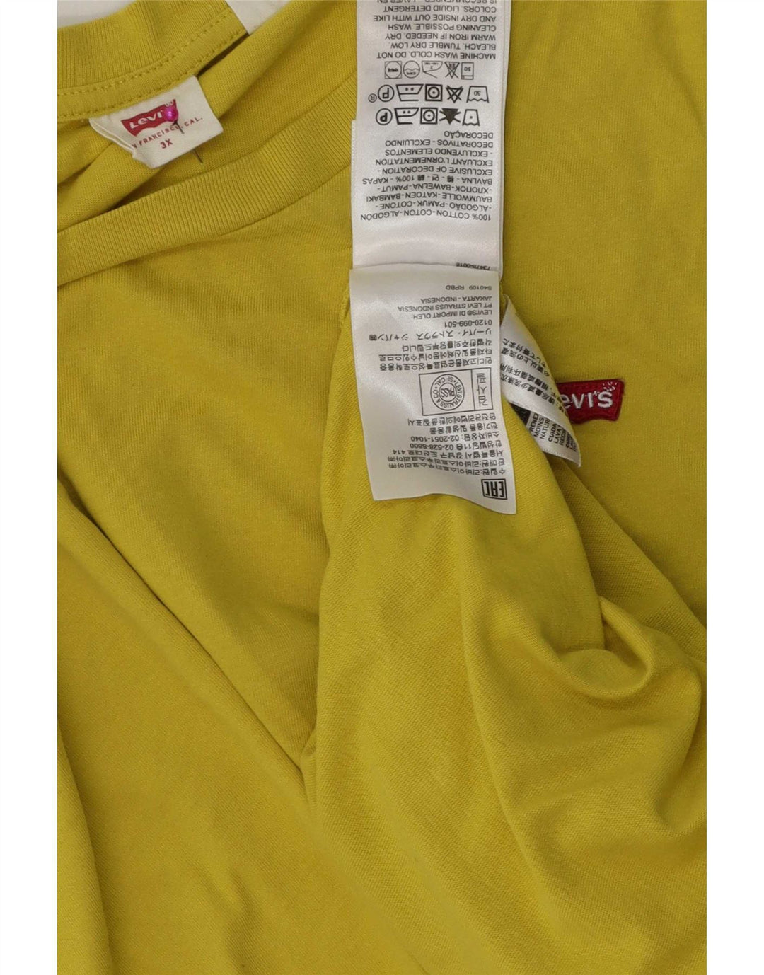 T-shirt da uomo Levi's Top 3XL in cotone giallo