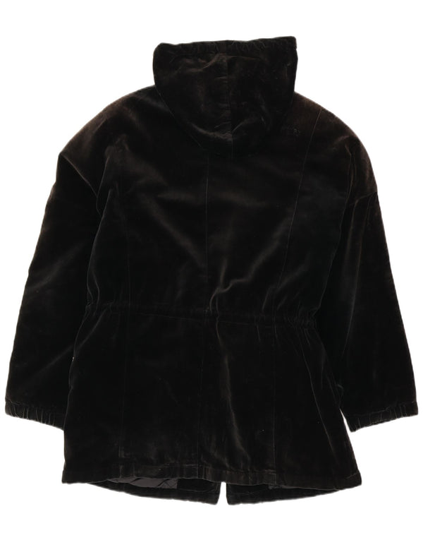LARRY LEVINE Womens Hooded Loose Fit Windbreaker Jacket UK 14 Medium Black