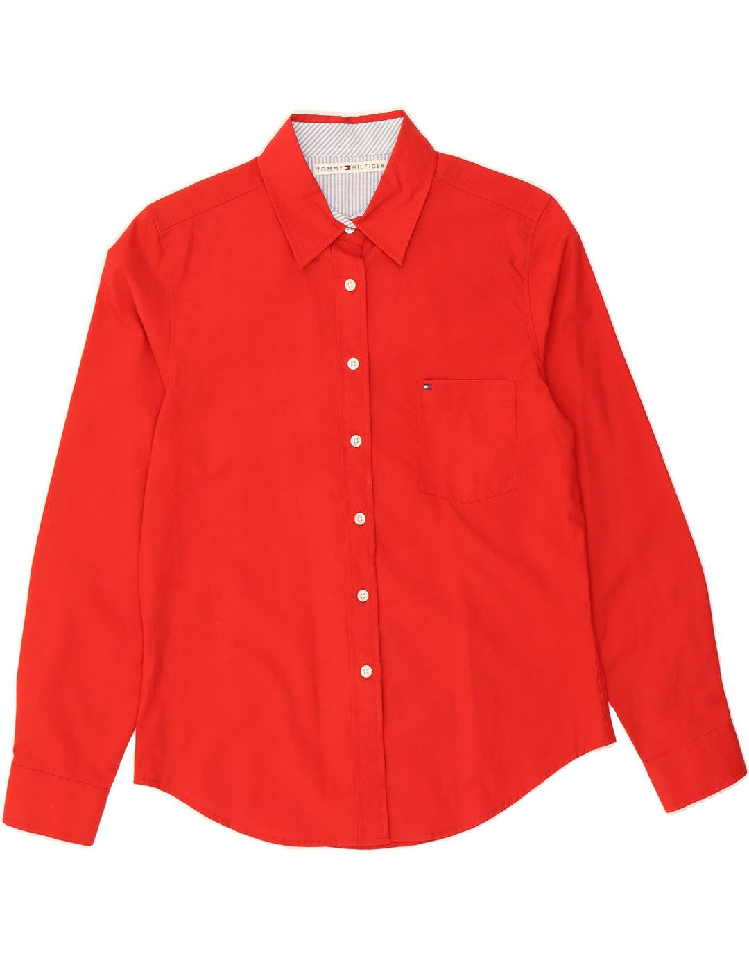 TOMMY HILFIGER Womens Shirt US 8 Medium Red Cotton Vintage Tommy Hilfiger and Second-Hand Tommy Hilfiger from Messina Hembry 