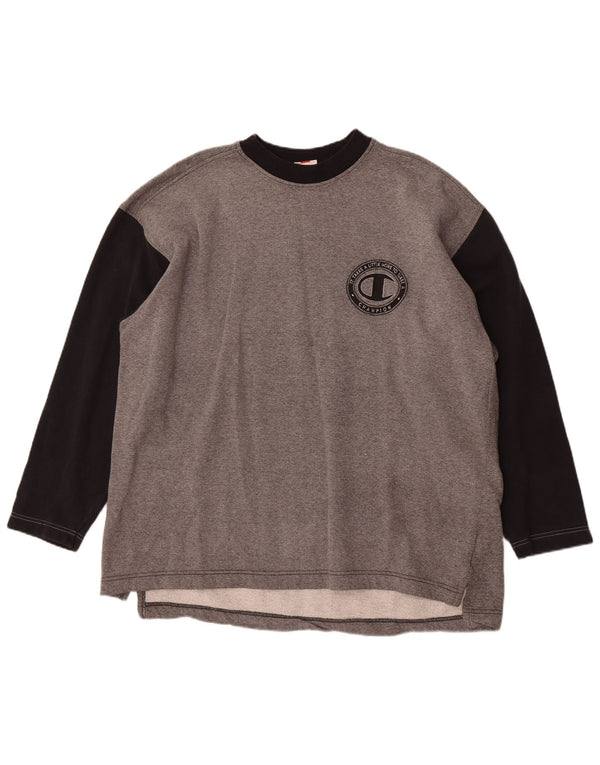 Felpa da uomo Champion Jumper XL in cotone color block grigio