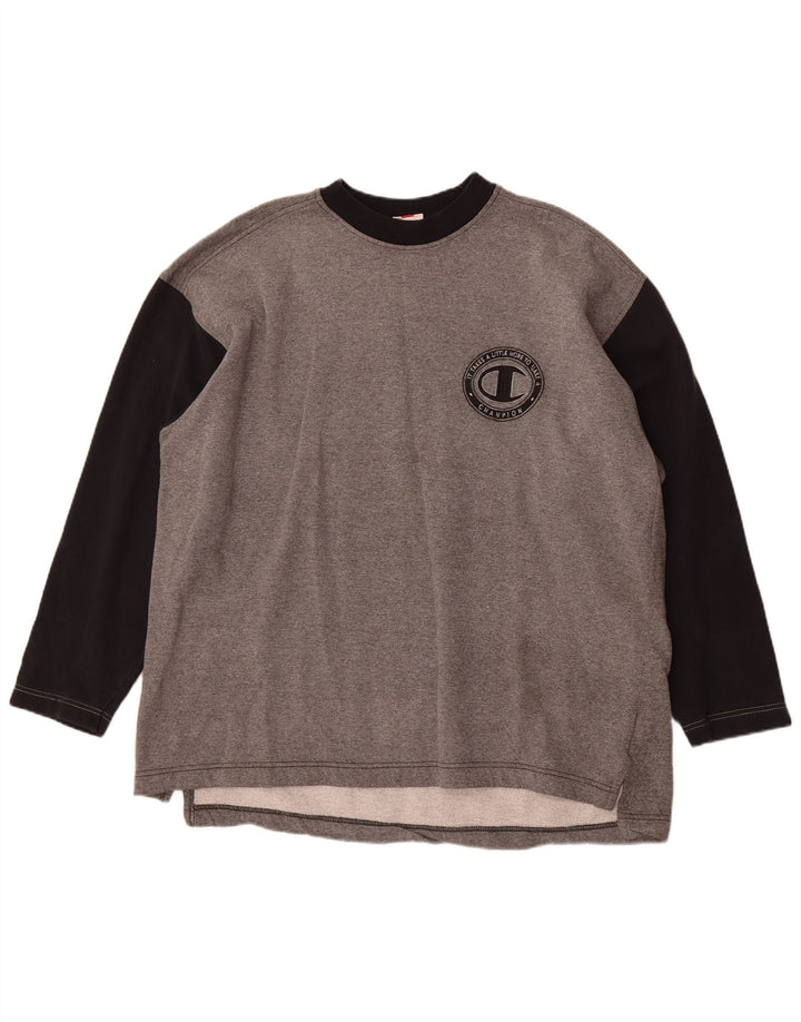 Felpa da uomo Champion Jumper XL in cotone color block grigio