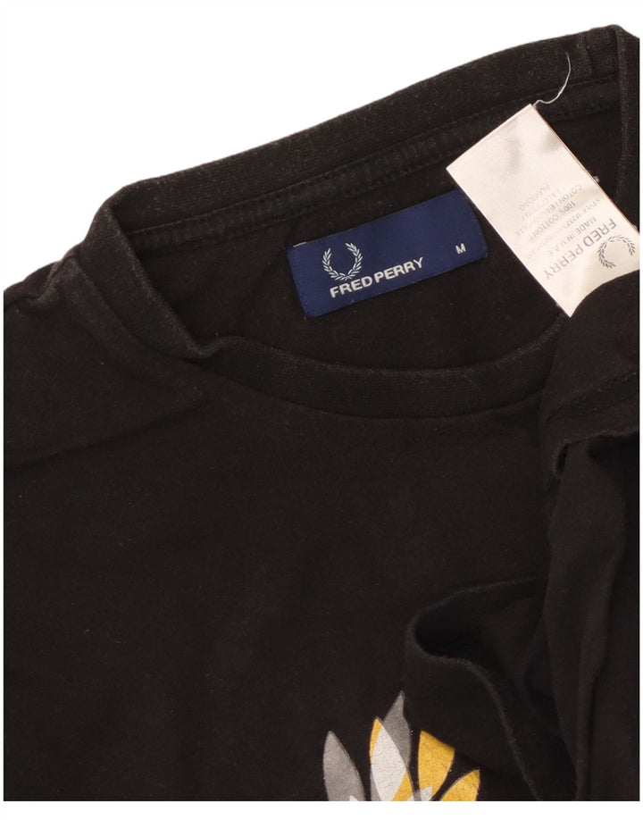 T-shirt grafica da uomo Fred Perry Top in cotone nero medio